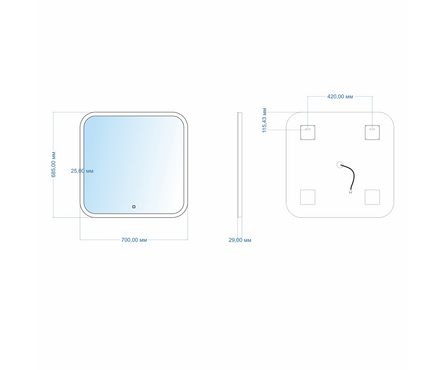 Зеркало 700х680 мм Стив сенсорный выкл. светодиод. подсветка MIXLINE Фотография_6