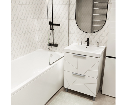 Тумба для ванной Гранд-60 белый с умывальником Fest-60 (ПВХ) Фотография_2