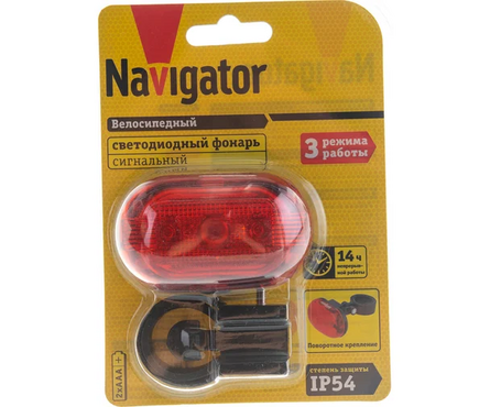 Фонарь светодиодный велосипедный сигнальный NPT-B02-2AAA 3LED блист. 94965 NAVIGATOR Фотография_4