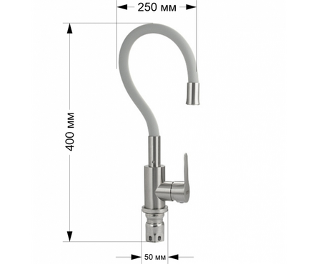 Смеситель для кухни однорычажный BRIMIX высокий силиконовый гусак серый Сатин 9319 Фотография_1