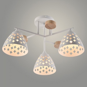 Люстра XА1527B/3 WH+WOOD белый/дерево 3х60 вт d 480 мм HN24 Фотография_1