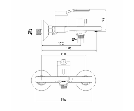 Смеситель для ванны однорычажный MIXLINE короткий гусак хром 35к Flat ML40-01 Фотография_4