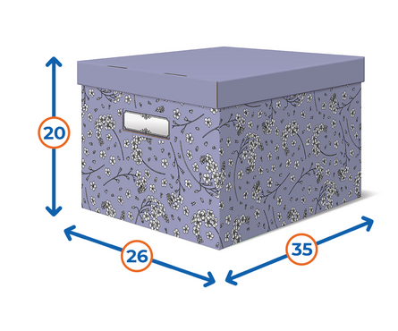 Коробка картонная для хранения 26х35х20 см с крышкой сиреневая BOTANICS Фотография_1