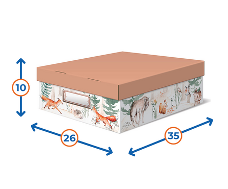 Коробка картонная для хранения 26х35х10 см с крышкой белая FOREST FRIEND Фотография_1