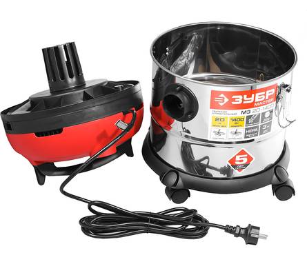 Пылесос строительный ЗУБР ПУ-20-1400 М3 1400 Вт, 20 л, сухая и влажная уборка Фотография_4