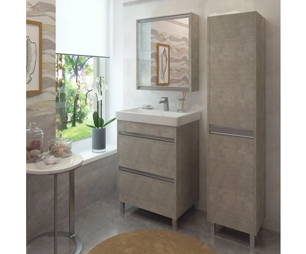 Шкаф-зеркало EvaGold White Stone 60 Фотография_4