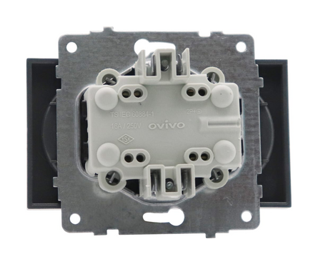 Розетка OVIVO QUANTUM 2 поста, без заземления, серебро Фотография_1