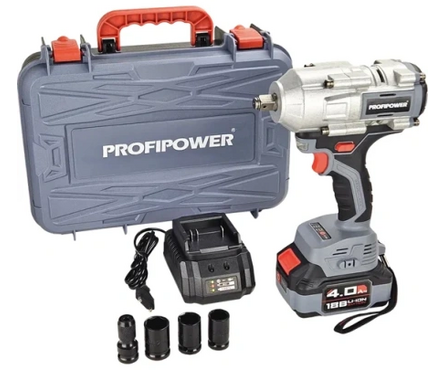 Аккумуляторный гайковерт бесщеточный 18 В, 0-2200 об/мин, 1/2, 900 Нм Li-on 1 шт PROFIPOWER Фотография_2