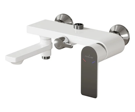 Душевая система (см-ль 35к с изл+лейка 1поз.+душ.шланг+тропич.душ) ML33-06 белый/хром MIXLINE Фотография_1