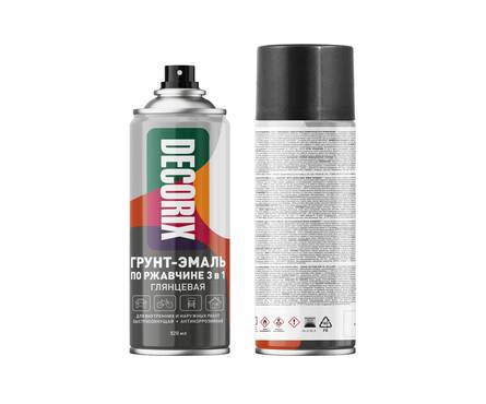 Грунт-эмаль по ржавчине DECORIX 3в1 аэрозольная, белая, глянцевая (520 мл) Фотография_1