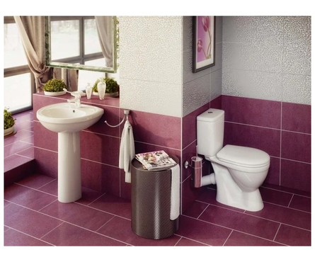 Унитаз-компакт ROSA «Лира» белый, фарфор, косой выпуск, нижний подвод воды Фотография_1