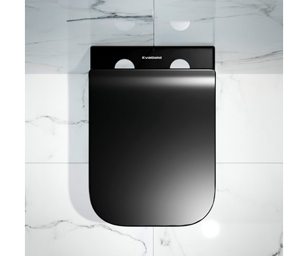 Унитаз подвесной безободковый K633ВМ черный матовый сиденье тонкое ДП крепления EVA GOLD Фотография_4