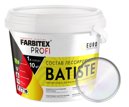 Состав лессирующий перламутровый FARBITEX Profi Batiste 0.9 л Фотография_0