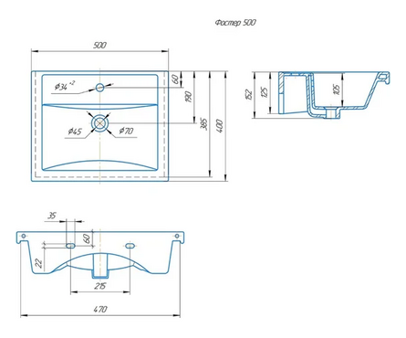 Умывальник мебельный Kirovit Фостер 50 Фотография_2