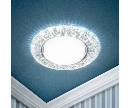 Светильник точечный ЭРА GX53, декор со светодиодной подсветкой, прозрачный Фотография_2