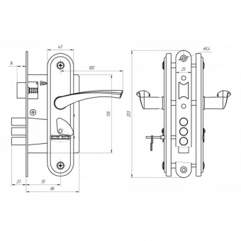 Замок врезной 3В9-4-2 с ручками бронза ЗЕНИТ Фотография_2