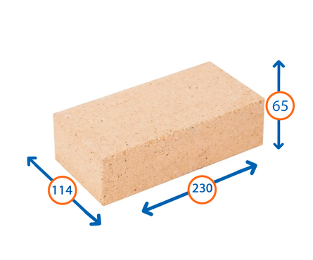 Кирпич шамотный, огнеупорный ША-5, 230х114х65 мм Фотография_1