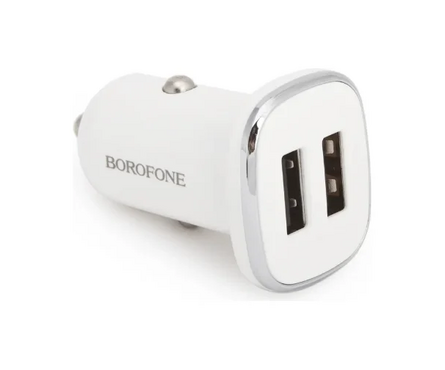 Разветвитель гнезда прикуривателя белый АЗУ 2 USB (2.4 А) BOROFONE, белый BZ 12 Фотография_0