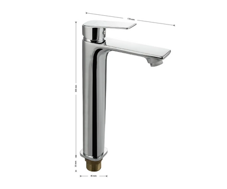 Смеситель для умывальника однорычажный MAGNUS литой гусак хром высокий 8401 Фотография_1