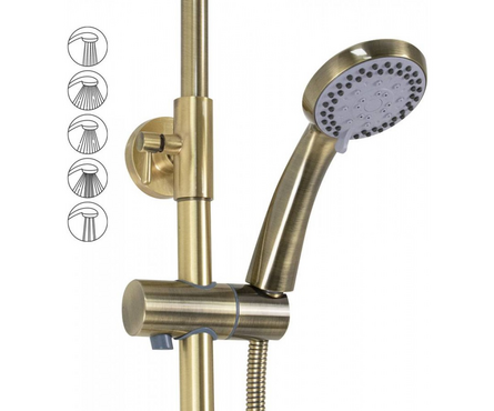 Душевая система (35к.с изл.+лейка 1поз.+душ.шланг+троп.душ) 3086 бронза BRIMIX Фотография_1