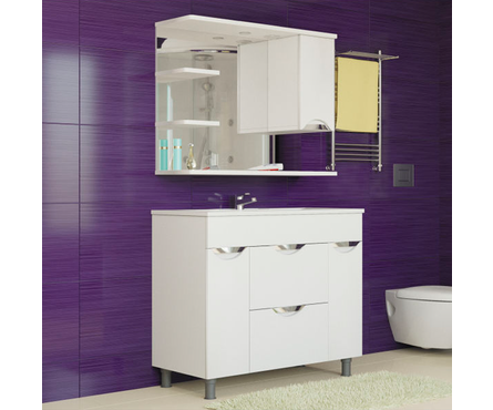 Шкаф навесной MIXLINE Этьен 75 белый правый с подсветкой (ПВХ) Фотография_2