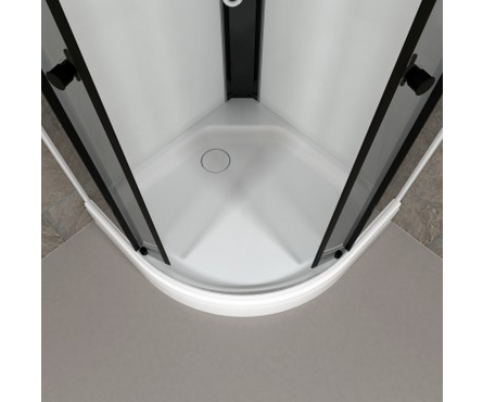 Душевая кабина полукруг 900х900х2175х4 мм низкий поддон тонированное стекло Грэй-вайт ТРИТОН Фотография_4