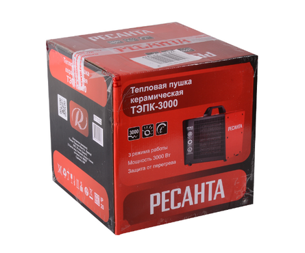 Тепловая пушка электрическая 3.0 кВт/220 В/30 м² ТЭПК-3000 (керам. нагреватель) РЕСАНТА Фотография_6