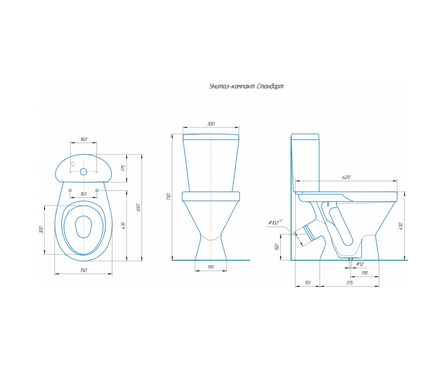 Унитаз-компакт ROSA «Стандарт» косой выпуск, нижний подвод воды Фотография_1