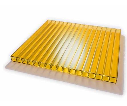 Сотовый поликарбонат CARBOGLASS Кристалл 4 мм, желтый, 12 x 2,1 м Фотография_0