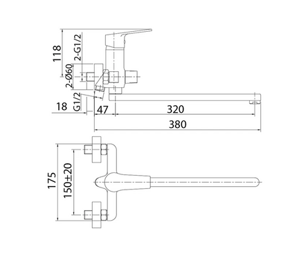 Смеситель для ванны однорычажный MILARDO длинный гусак хром Helic HELSB02M10 Фотография_2