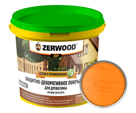 Защитно-декоративное покрытие Zerwood ZDP аквалазурь, рябина, 0.9 кг Фотография_0