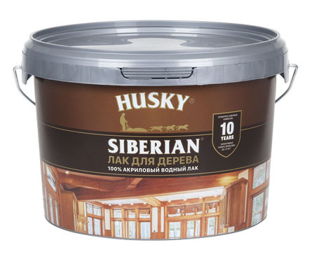 Лак для дерева акриловый HUSKY SIBERIAN полуматовый бесцветный 2.5 л Фотография_1