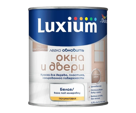 Краска для пластика и дерева полуматовая акриловая ВД ДЮЛАКС ЛЮКСИУМ Окна двери белая БАЗА BW 0.75 л Фотография_0