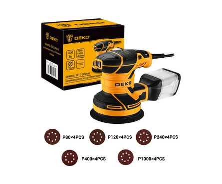 Шлифмашина эксцентриковая 125 мм, 400 Вт, 7000 об/мин с регулировкой оборотов DEKO Фотография_3