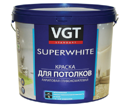 Краска ВД VGT для потолков супербелая 7 кг