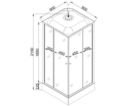 Душевая кабина EvaGold F901BS-Q квадрат 900x900x2280x4 мм, низкий поддон, матовый профиль, черное стекло Фотография_6