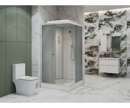 Душевая кабина квадрат 900х900х2280х4 мм низкий поддон хром мат профиль хром. стекло F901WS-Q EvaGold Фотография_1