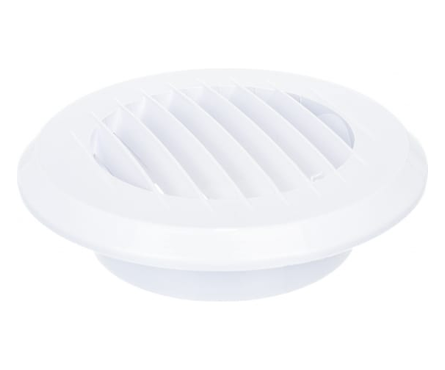 Решетка ПВХ вентиляционная вытяжная круглая с фланцем d 100 мм белая ЭВЕНТ Фотография_2