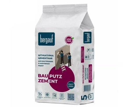 Штукатурка цементная BERGAUF Bau Putz Zement 5 кг Фотография_0