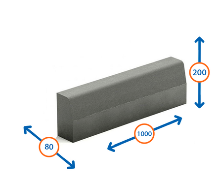 Бордюр/поребрик тротуарный серый 1000х200х80 мм Фотография_1