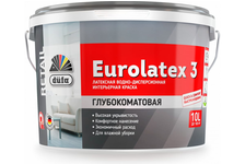 Краска ВД Dufa Retail Eurolatex 3 для стен и потолков, глубокоматовая, 10 л