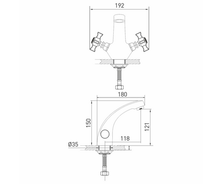 Смеситель для умывальника двухвентельный MIXLINE литой гусак хром Classic ML30-04 Фотография_4