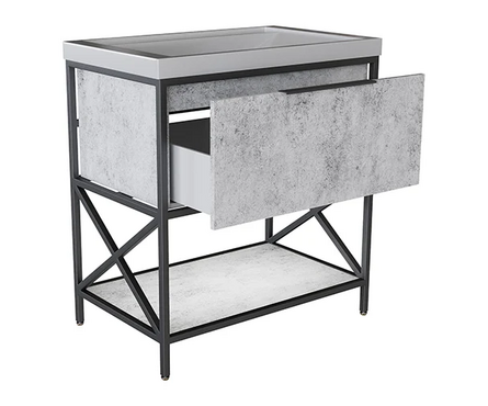 Тумба для ванной Бруклин 80 Бетон с умывальником Фостер 80 (Kirovit/Fest 80 (Sanita Luxe) ЛОФТ (ЛДСП) Фотография_1