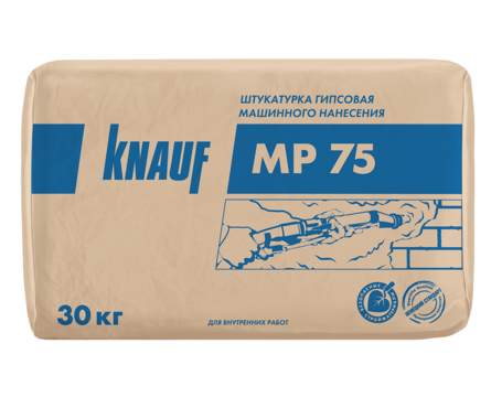 Штукатурка гипсовая для машинного нанесения KNAUF МП-75 белая, 30 кг Фотография_0