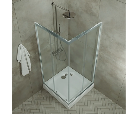 Душевое ограждение квадрат 900х900х2020х4 мм низкий поддон+сифон Вента-Хром ТРИТОН Фотография_1