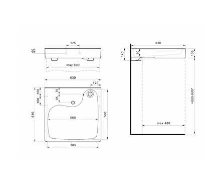 Умывальник на стиральную машину 60х60 см с кронштейнами Клио SANTEK Фотография_6
