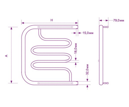 Полотенцесушитель водяной 50х50 см 1 полка фокстрот-2 ZOX Фотография_1