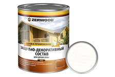 Защитно-декоративный состав ZERWOOD ZDS для древесины, белый, 3 л