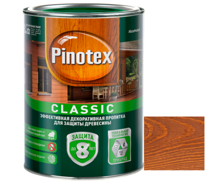 Пропитка для древесины Pinotex Classic декоративно-защитная, Тик (1 л) Фотография_0
