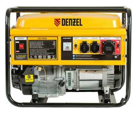 Генератор бензиновый 5.5 кВт 220В бак 25 л ручной стартер GE-6900 DENZEL Фотография_3